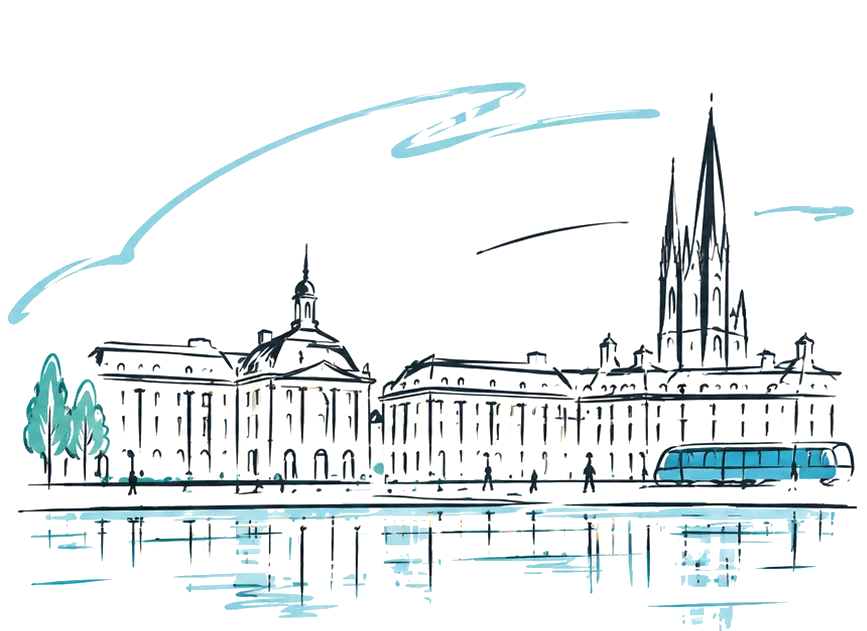 Illustration de Bordeaux : la place de la Bourse et le miroir d'eau